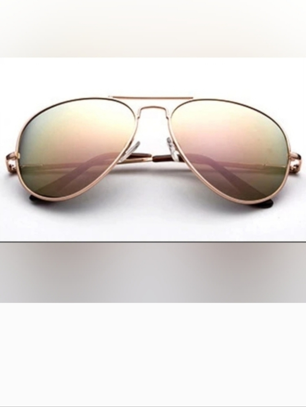 Rose Gold & Green Unisex Aviator Adult Sunglasses - Picture 1 of 1